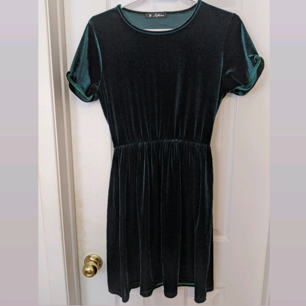 Forest Green Velvet Dress